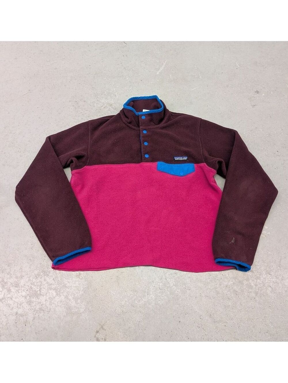 Patagonia Synchilla Pink and Brown Cropped Fleece Sweater